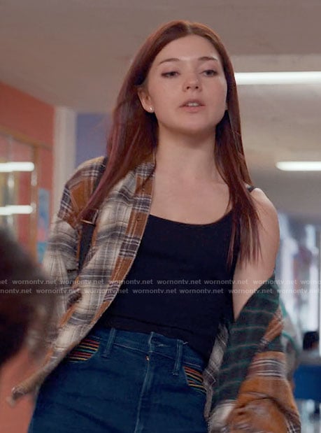 Abby’s patchwork plaid shirt on Ginny & Georgia