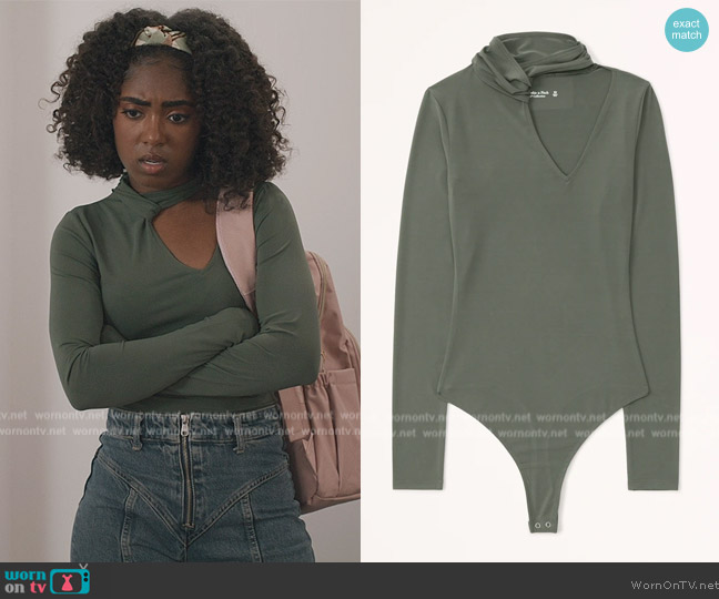 Abercrombie and Fitch Long-Sleeve Mesh Cutout Bodysuit worn by (Heather Lynn Harris) on All American Homecoming
