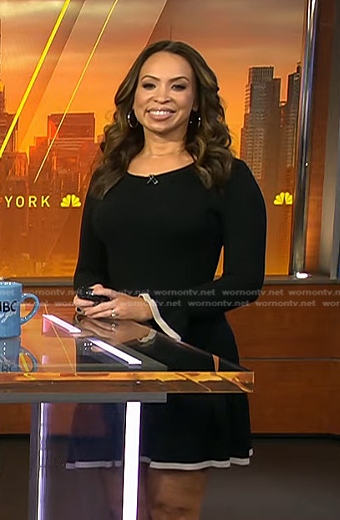 Adelle’s black contrast trim knit dress on Today