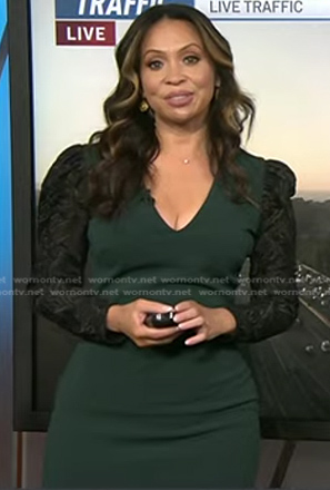 Adelle’s green lace sleeve dress on Today