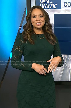 Adelle’s green long sleeve lace dress on Today