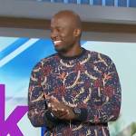Akbar’s blue floral sweatshirt on The Talk