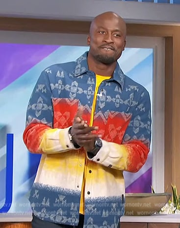 Akbar’s printed shirt jacket on The Talk