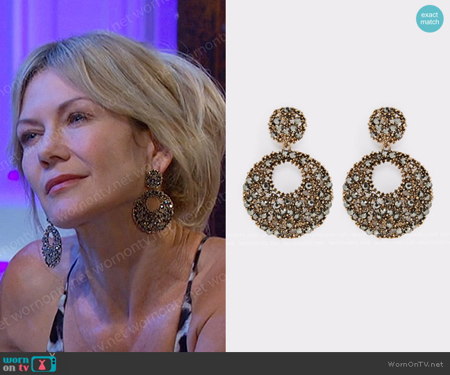 Aldo Mapleridge Earrings worn by Kristen DiMera (Stacy Haiduk) on Days of our Lives