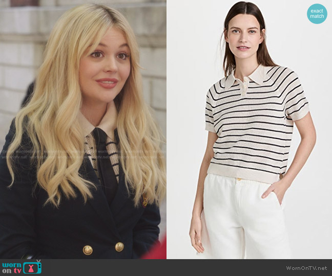 Alex Mill Zoe Sweater Polo in Stripe worn by Audrey Hope (Emily Alyn Lind) on Gossip Girl