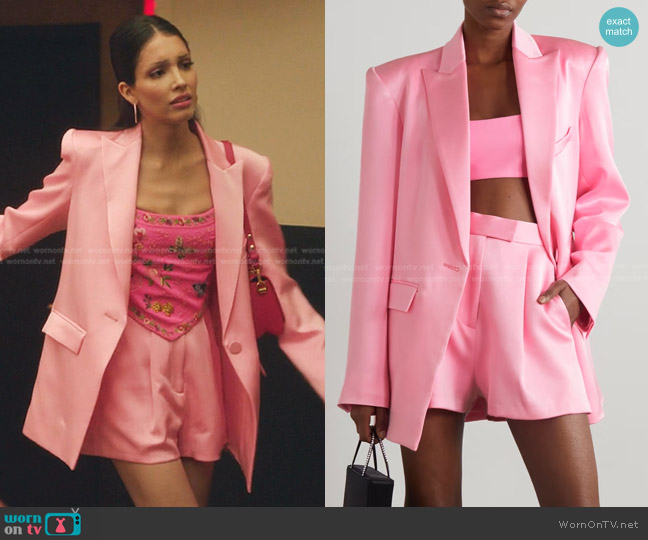 Alex Perry Hartford Satin-Crepe Blazer worn by Luna La (Zión Moreno) on Gossip Girl