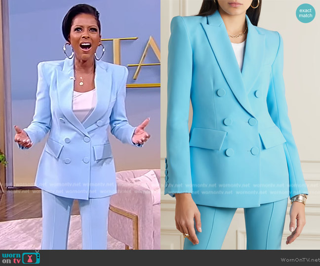 Alex Perry Landon double-breasted crepe blazer worn by Tamron Hall on Tamron Hall Show