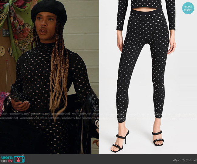 Alexander Wang Crystal Logo Leggings worn by Nathanial Hardin (Rhoyle Ivy King) on All American Homecoming