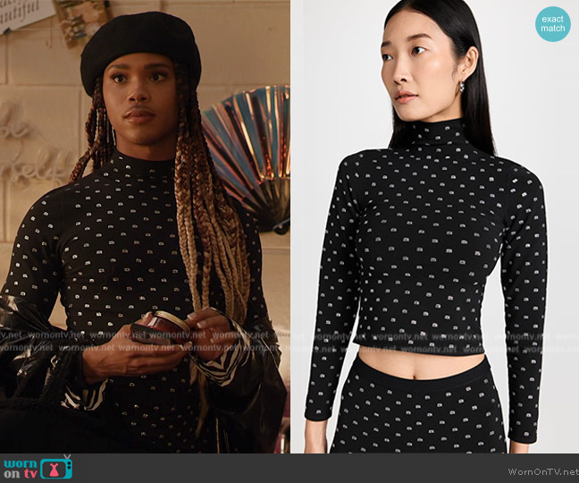 Alexander Wang Crystal Logo Crop Top worn by Nathanial Hardin (Rhoyle Ivy King) on All American Homecoming