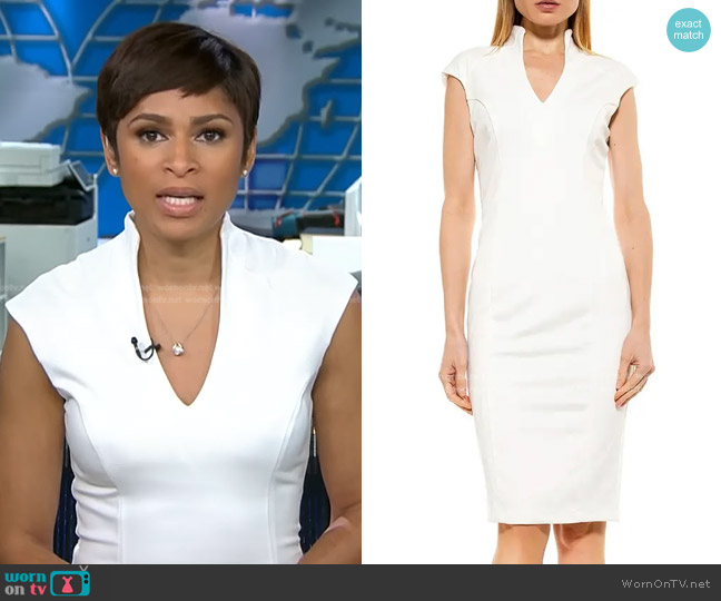 Alexia Admor Cap Sleeve Midi Dress worn by Jericka Duncan on CBS Evening News