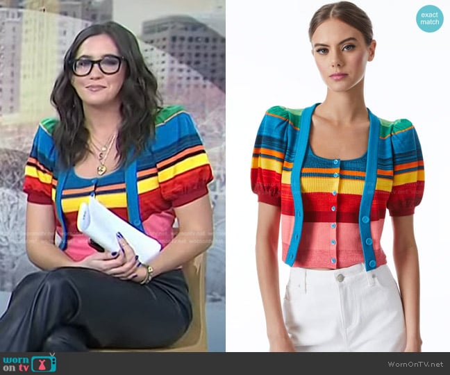 Alice + Olivia Daryn Striped Button Tank Top worn by Savannah Sellers on Today