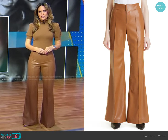 Alice + Olivia Dylan High Waist Wide Leg Faux Leather Pants worn by Rhiannon Ally on Good Morning America