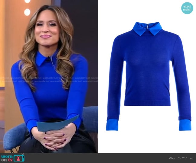 Alice + Olivia Porla Layered Look Sweater worn by Rhiannon Ally on Good Morning America