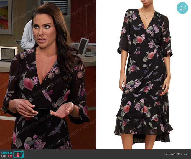 All Saints Delana Soleil Floral Print Wrap worn by Chloe Lane (Nadia Bjorlin) on Days of our Lives