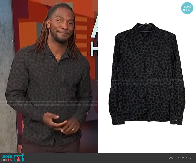 All Saints Waka Shirt worn by Scott Evans on Access Hollywood