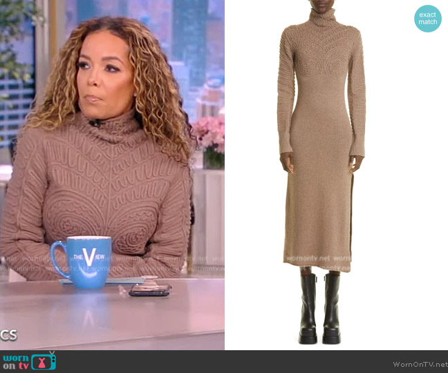 Altuzarra Brimlad Embroidered Long Sleeve Turtleneck Midi Sweater Dress worn by Sunny Hostin on The View