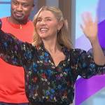 Amanda’s black floral print blouse on The Talk