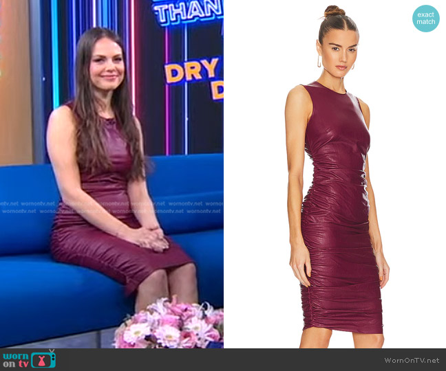 Amanda Uprichard Jamilla Leather Midi Dress worn by Hilary Sheinbaum on Good Morning America