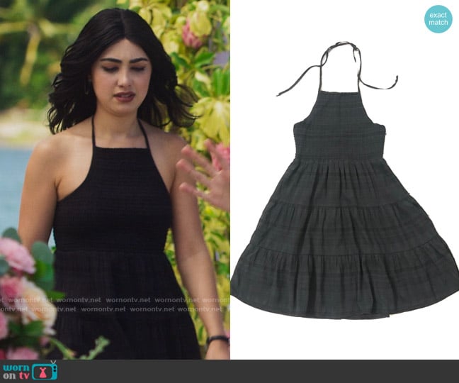 American Eagle Smocked Halter Neck Dress worn by Helene (Alexa Mansour) on Fantasy Island