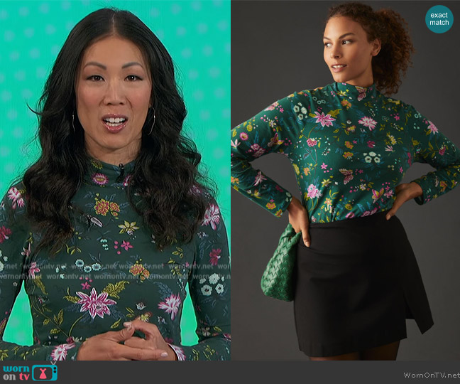 Maeve Printed Turtleneck worn by Chi-Lan Lieu on The Talk