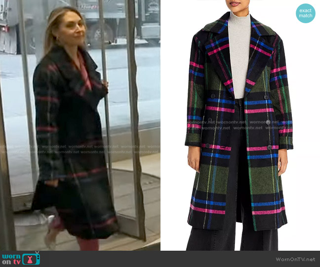 Aqua Plaid Duster Trench Coat worn by Lori Bergamotto on Good Morning America