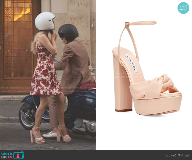 Aquazzura Olie Platform High-Heel Sandals worn by Audrey Hope (Emily Alyn Lind) on Gossip Girl