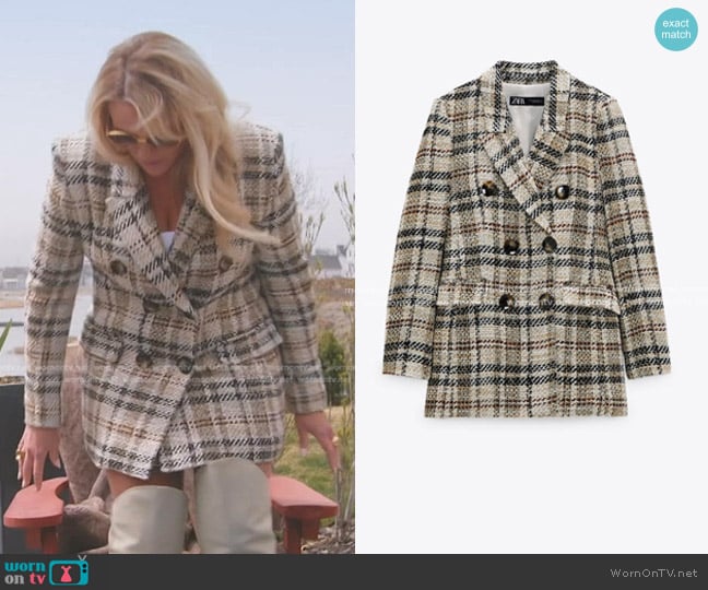 Zara Textured Check Blazer worn by Heather Gay on The Real Housewives of Salt Lake City