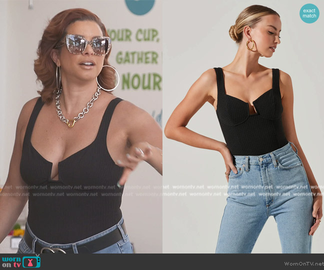 ASTR The Label Aria Bustier Bodysuit worn by Robyn Dixon on The Real Housewives of Potomac