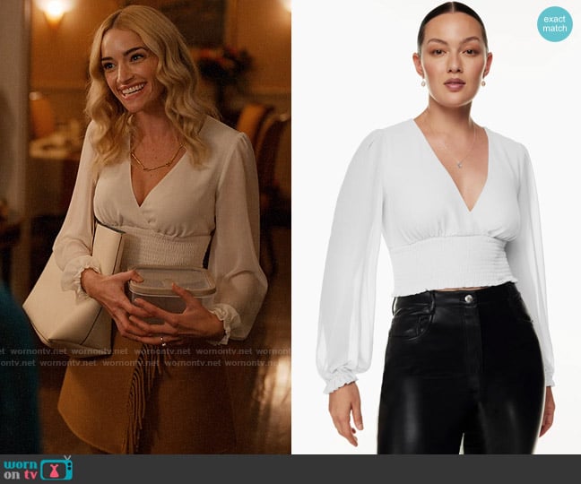 Wilfred Wistful Blouse in Frozen Grey worn by Georgia Miller (Brianne Howey) on Ginny & Georgia