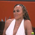 Ashley’s white cutout halter dress on The Real Housewives of Potomac