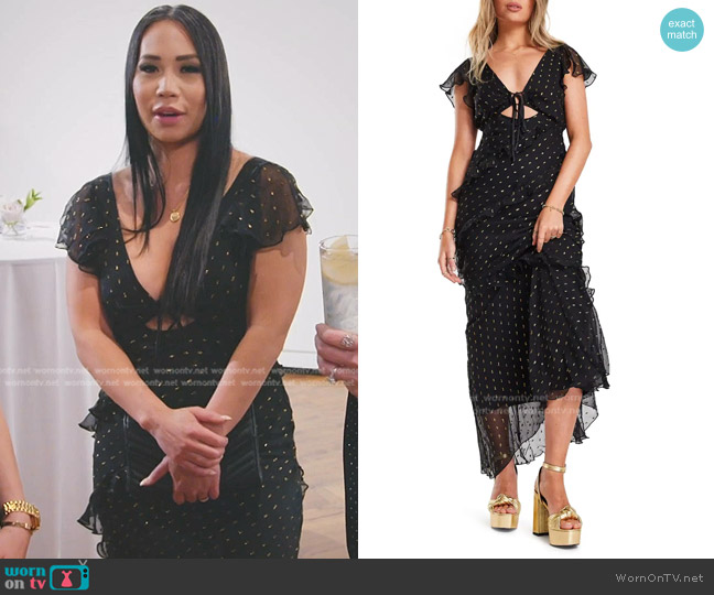 Asos Bias Cut Ruffle Sleeve Maxi Tea Dress worn by Danna Bui-Negrete on The Real Housewives of Salt Lake City