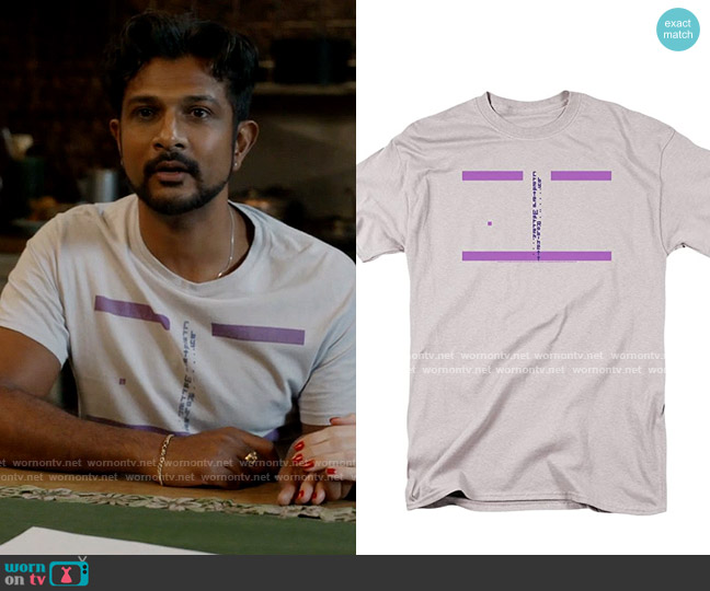 Atari Easter Egg T-shirt worn by Jay (Utkarsh Ambudkar) on Ghosts