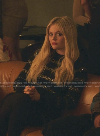Audrey’s metallic striped sweater dress on Gossip Girl
