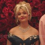 Audrey’s navy floral embroidered gown on Gossip Girl