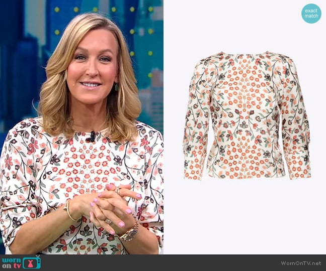 Ba&Sh Greg Floral-Print Tie-Back Top worn by Lara Spencer on Good Morning America