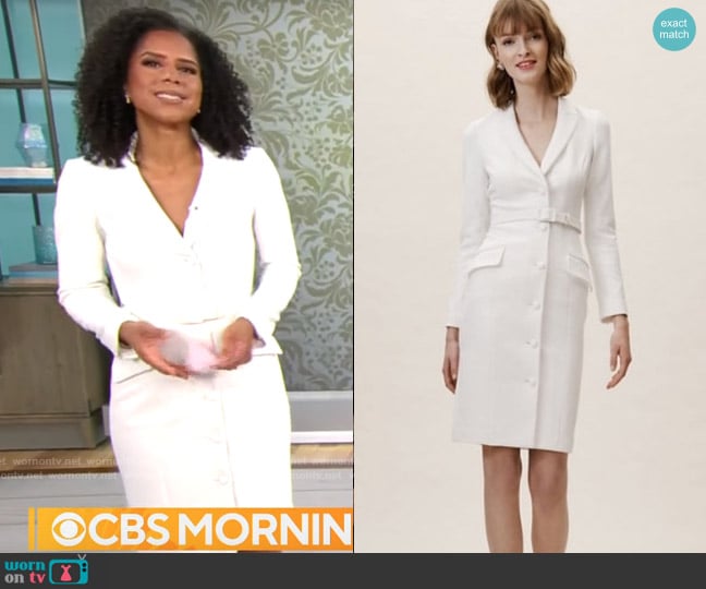 Badgley Mischka Beckham Suit Dress worn by Adriana Diaz on CBS Mornings