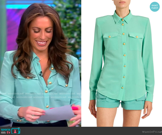 Balmain 2 Pkts Crepe De Chine Buttoned Shirt worn by Alyssa Farah Griffin on The View