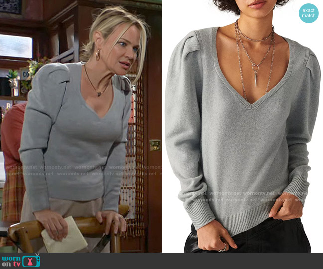ba&sh Yeraz Sweater worn by Sharon Newman (Sharon Case) on The Young and the Restless