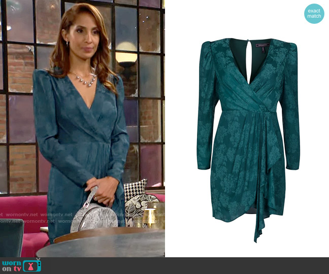 Bcbgmaxazria Vera Dress in Deep Teal worn by Lily Winters (Christel Khalil) on The Young and the Restless