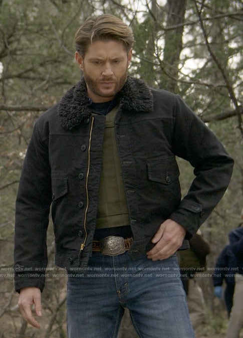 Beau’s black jacket with fur collar on Big Sky