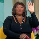 Bevy Smith’s black button detail dress on Sherri