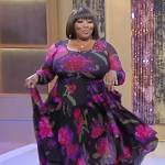 Bevy Smith’s black floral print maxi dress on Tamron Hall Show