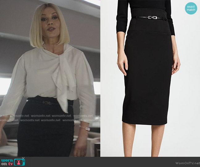 Black Halo High Waisted Pencil Skirt worn by Billie Pearce (Catherine Zeta-Jones) on National Treasure: Edge of History