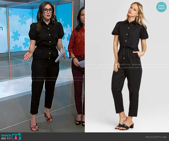 Who What Wear Puff Short Sleeve Collared Jumpsuit worn by Savannah Sellers on NBC News Daily