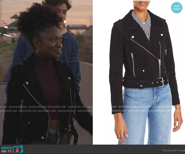 BlankNYC Suede Moto Jacket worn by Tasha Rivers (Zuri Reed) on National Treasure: Edge of History