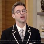 Brad Goreski’s black contrast trim blazer on Live with Kelly and Ryan
