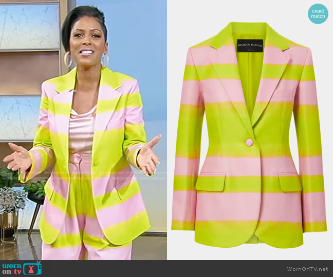 Brandon Maxwell Stripe Single-Breasted Jacket worn by Tamron Hall on Tamron Hall Show