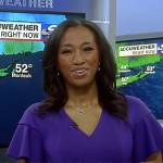 Brittany Bell’s purple ruffle short sleeve dress on Good Morning America