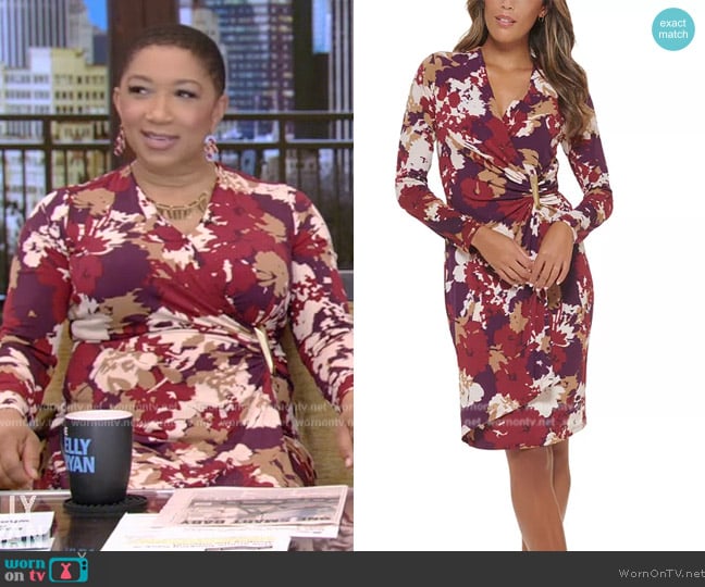 Calvin Klein Petite Floral-Print Faux-Wrap Dress worn by Deja Vu on Live with Kelly and Mark