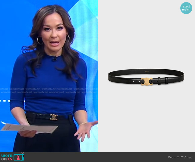 Celine Medium Triomphe Belt in Smooth Calfskin worn by Eva Pilgrim on Good Morning America